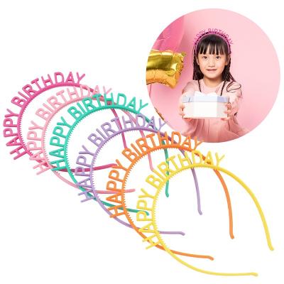 China Fashion XUFANG 2021 New Happy Birthday Party Plastic Headbands Hair Accessories Cute Headbands For Kids And Adults for sale