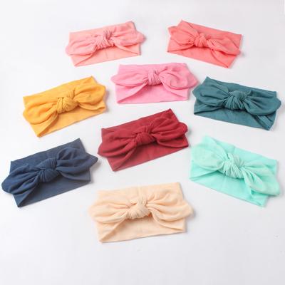 China XUFANG fashion baby rabbit ears wide nylon headbands hair accessories color pure elastic children headbands wholesale for sale