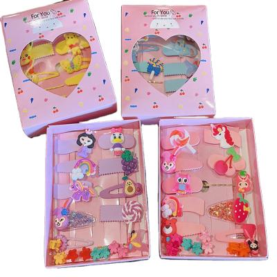 China XUFANG Hot Sale Baby Cartoon Soft Animal Hair Clips Korean Princess Cute Hairgrips Gift Set 18 Pcs Hair Accessories/Kids Set for sale