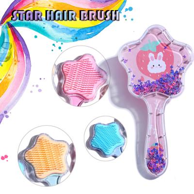 China Airbag Massage Comb For Girls XUFANG Wholesale Kids Star Glitter Hairdressing Comb Cushion Transparent Airbag Massage Hair Combs For Girls for sale