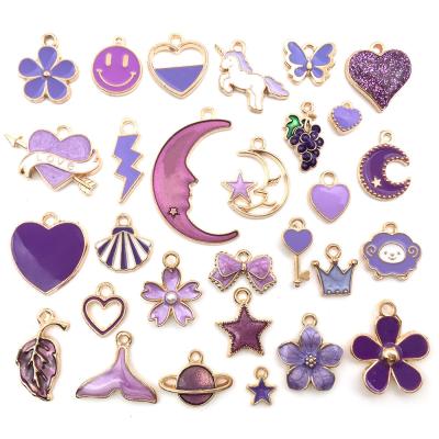 China XUFANG 30pc Cute Hot Selling Children's Alloy Colorful Enamel Jewelry Child Moon Flowers Pendants Girls DIY Handmade Necklaces Pendants for sale