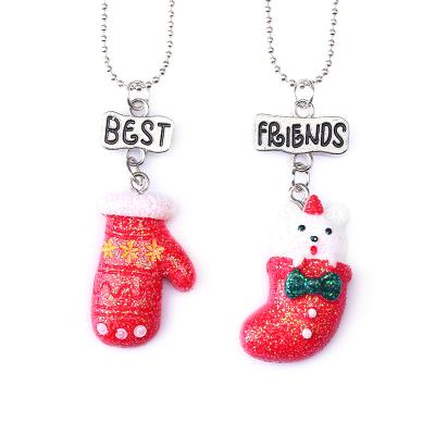 China XUFANG 2pc Cute Fashion Kids Best Friends Necklaces Popular Europe and America Christmas Series Kids BFF Pendant Necklaces for sale