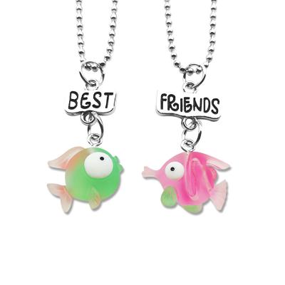 China Cute Best Friends Necklaces Kids Fashion Popular XUFANG 2pc Cartoon Simulation Series Kids BFF Pendant Necklaces for sale