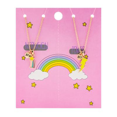 China XUFANG 2pc New Fashion Kids Best Friends Cute Alloy Drip Oil Drip Children BFF Pendant Necklaces for sale