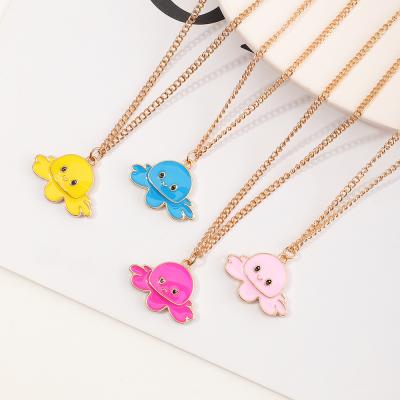 China XUFANG 2022 New Cute Hot Sales Fashion Children's Necklaces Combine Octopus Two Color Mood Conversion Pendant Necklace for sale