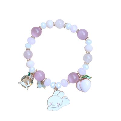 China XUFANG Cute Wholesale Custom Made Kids Girls Alloy Enamel Pendant Jewelry Pink Princess Bear Bunny Charm Bracelets For Girlfriend for sale