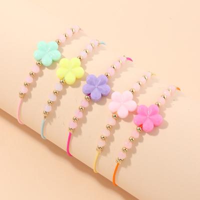 China XUFANG cute 5pcs sets wholesale 2022 new kids bracelets colorful cartoon flower beads beaded bracelets for sale