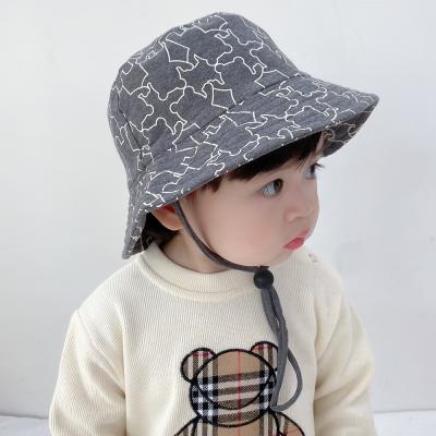 China XUFANG 2021 Autumn New Arrival Kids Caps Casual Fashion Jigsaw Bear Printed All-matching Bucket Hats For Children for sale