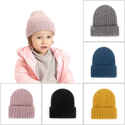 China XUFANG 2021New Arrival Autumn And Winter Solid Color Winter Hats COMMON Warm Comfortable Cashmere Knitted Beanies Hats For Kids for sale