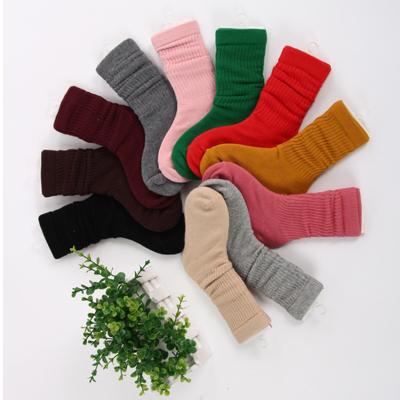 China XUFANG Breathable 2021 Wholesale Korea Combed Cotton Baby New Socks Cute Medium Tube Autumn And Winter Girls Slouch Socks for sale