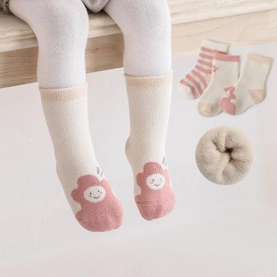 China XUFANG New Breathable Hot Selling Thick Combed Baby Socks Autumn And Winter Terry Thick Velvet Children Plus Socks for sale