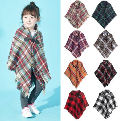 China Long XUFANG Europe And America Sale Scarf Autumn And Winter Children Warm Knitted Horn Button Checked Coat Knitted Scarf for sale