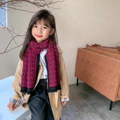 China XUFANG Harajuku Mori Color Letter E Scarf Boys And Girls Medium Imitation Cashmere Children In Autumn And Winter Outdoor Warm Scarf for sale