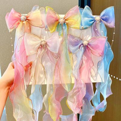 China XUFANG Fashion Lace Hairpins Bow Hairpin Headdress Ribbon Sweet Butterfly Hair Bow Princess Cut Braided Hair Accessories for sale