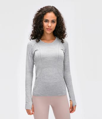 China Breathable Women's Sports Gym Plain Fitness Tops Autumn Sports Yoga Long Sleeve Shirt for sale