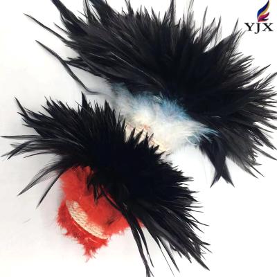 China Costumes Wholesales Good Quality Rooster Saddle Feather Stringed 6-8 Inch Colorful Chicken Feathers for sale