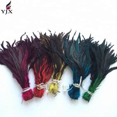 China Decorations free shipping 100pcs/bag 40-45cm dyed colorful rooster tail feather for sale