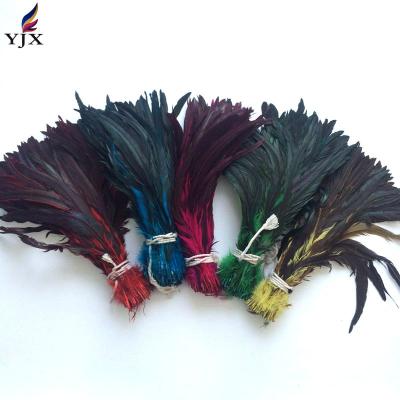 China Decorations free shipping 100pcs/bag 35-40cm dyed blue cheapest rooster tail feather for sale