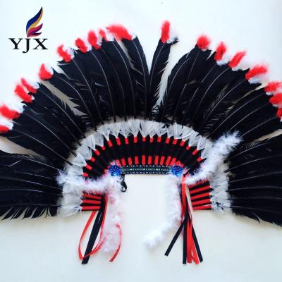 China Indian Decoration High Quality Carnival Feather Headdress With Turkey Feather for sale