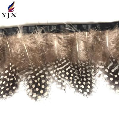 China Dress Accessories Bead Feather Trim For Garment , Guinea Fowl Feather Fringe for sale