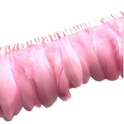 China High Quality Dress Accessories Feather Trimming With Satin Ribbon Band Goose Feather Trim for sale