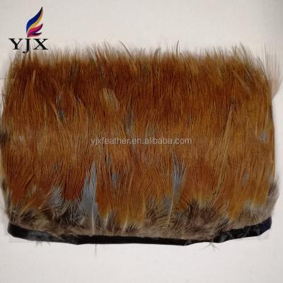 China Cheap Yellow Pheasant Feather Color Ringneck Feather Fringe Trim Feather Trim for sale