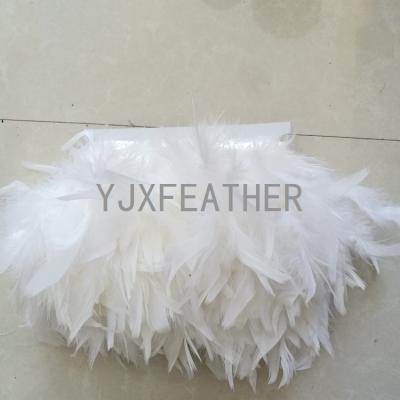 China Good Quality Cheap Trim White Dyed Turkey Feather Fringe Trims Dress Decorations Feather Trims For Clothing for sale