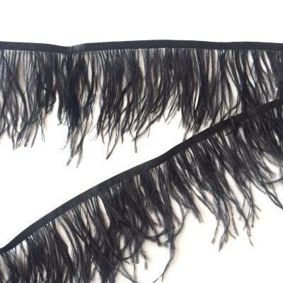 China Cheapest Performance Stage Decoration Props Custume Ostrich Feather Trim , Black Ostrich Feather Fringe for sale