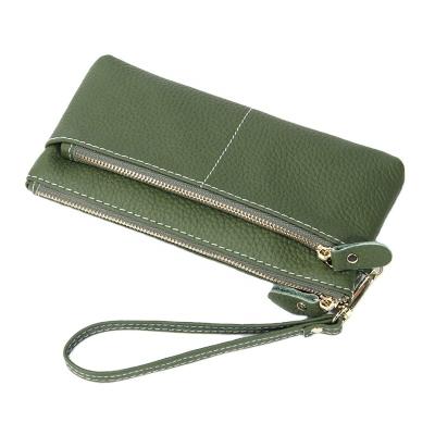 China 2023 New Simple Women's Leather Clutch Wallet Fashion Double Zipper Pipeline Bags 6 Card Slots Purse Coin Money Slim Pocket 6 Soft Colors for sale