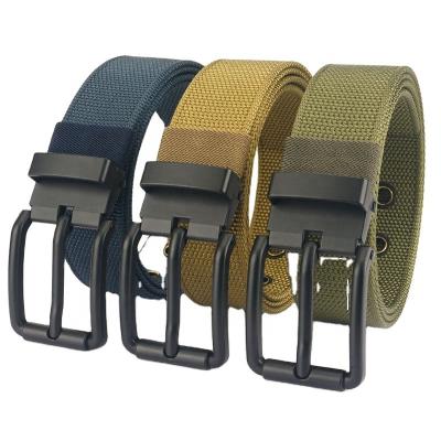 China New Fashion Adjustable 7 Hole Men's Pin Buckle Thicken Nylon Webbing Removable Nylon Belt Golf Casual Sports Jeans Cloth Belts for sale