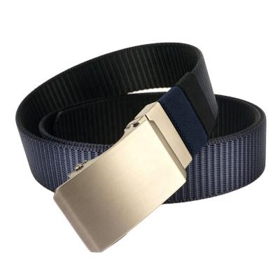 China 2023 New Men's Nylon Belt Adjustable With Buckle 3.4cm New Design Color Double Sided Silver Color Automatic Webbing Double Sided Belt For Men for sale