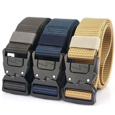 China Tactical Nylon Metal Buckle Quick Release Belt Wholesale Adjustable Men's Webbing Outdoor Heavy Duty Work Duty Belt for sale