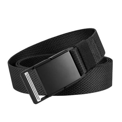 China Adjustable Men's Elastic Webbing Belt With Quick Release Metal Magnetic Buckle Woven Stretch Casual Belts For Men Outdoor Accessory 3.4cm for sale