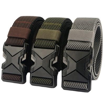 China 2023 NEW Men's Elastic Heavy Duty Metal Buckle Durable Quick Release Belt Nylon Webbing Stretch Work Outdoor Duty Belts 3.8CM Wide for sale