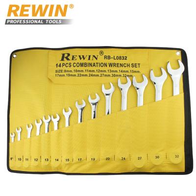 China Repair Hand Tool 14pcs 8-32mm Combo Wrench Set 12 Point Flex Spanner Reversible Metric Locking Kit For Auto Repair Tools for sale