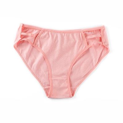 China 2021 Breathable New Cotton Women Underwear Wholesale Hollow Waist Panties Solid Color Low Briefs for sale