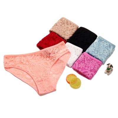 China Brand Outlet Factory Women Ladies Cotton Breathable Custom Panties Short Lace Hollow Out Daily Comfortable Underwear Briefs for sale