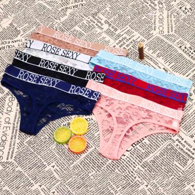 China Wholesale Anti-Static Women's Factory Thong Underwear Lace Bikini Panties Europe USA Size Lace Briefs Silky Comfortable Pack of 6 for sale