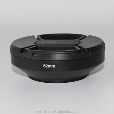 China OEM 52mm Screw Metal Wide Angle Lens Hood With 77mm Camera Lens Cap Black Set for sale