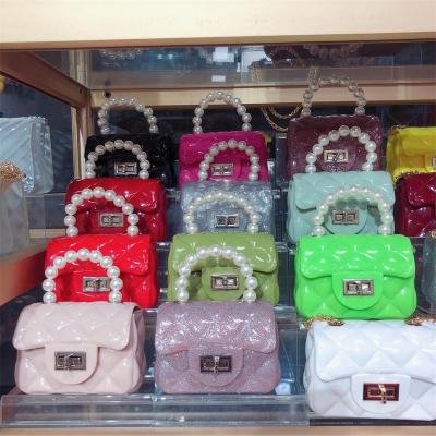 China casual& 2021 Fashion Handbag Candy Macaron Color Jelly Purse Women Handbags Pvc Small Mini Purses Handbags Kids Candy Jelly Bags for sale