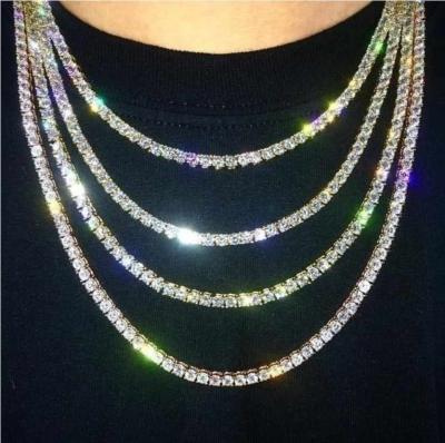 China Fashion Trendy Necklace Diamond Gold Silver Square Claw Rhinestone Chain Necklace For Women Trendy Jewelry for sale