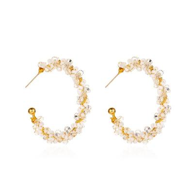 China New cute factory style exaggerated earrings hand wrap c-shaped stud earrings big circle earring for sale