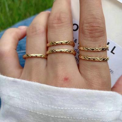 China Brass Opening Ring Popular Modern Thin BOHEMIA Couples Infinity Finger Ring Wavy Grain Design Resizable Couple Jewelry for sale