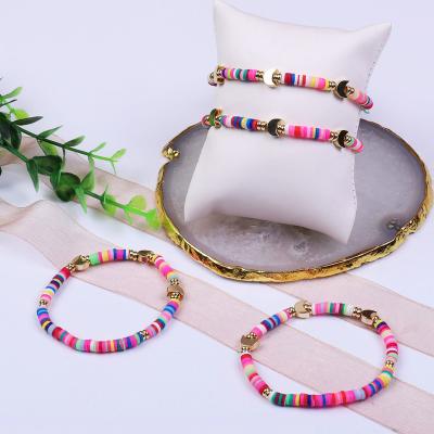 China The Fashionable Hot Sale Polymer Clay Beaded Gold Plated Metal bead Handmade Pulsera De Piedras Preciosas adjustable for sale