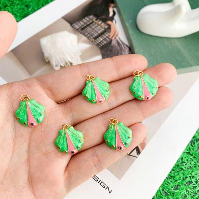 China BOHEMIA Style Marine Shell Pendant Summer Design Zircon Inlay Plated Accessories For Making Necklace Earrings Jewelry for sale