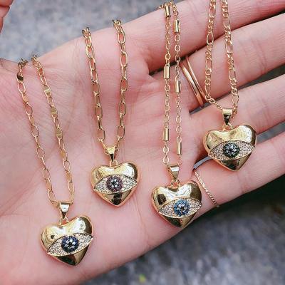 China Environmentally Friendly Party Charm Necklace Heart Pendant Evileye Jewelry For Women for sale