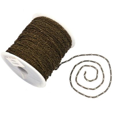 China Environmental Friendly Antique Bronze Wire Wrapped Chain Link Rolls Brass For Diy Fashion Jewelry for sale