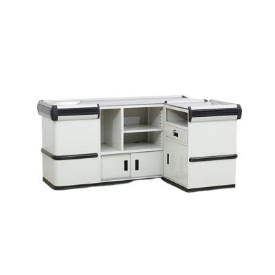 China Q235b Steel Supermarket Retail Store Cash Register Counters / Electric Register Cash Checkout Counter for sale