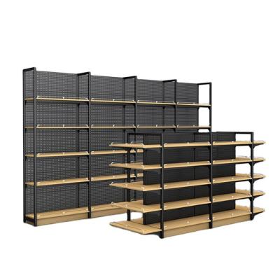 China Best Selling Double Sided Miniso Shelves Adjustable Retail Racks Sample Display Rack Wood Wooden Shelf For Toy for sale