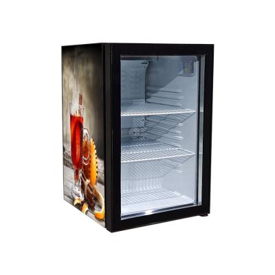 China New Custom 68L Mini Soft Drink Glass Door Single-temperature Display Fridge for sale